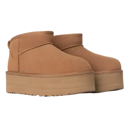 Damen Plateau-Boots mit warmem Futter - Chestnut